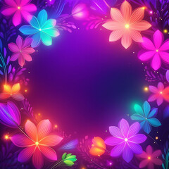 Obraz premium Flower frame background with colorful flower and copy space