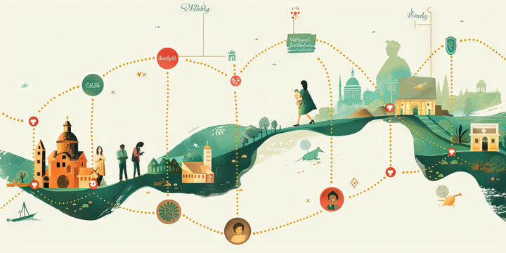 A chart with pins indicating the locations of important events in family history, such as births, marriages, and deaths, forming a visual timeline of their past.