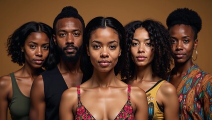 Fototapeta premium Strikingly bold and colorful portrait of African American individuals exuding power and unity during Black History Month