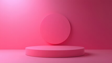 Pink Circular Platform and Wall with Subtle Texture