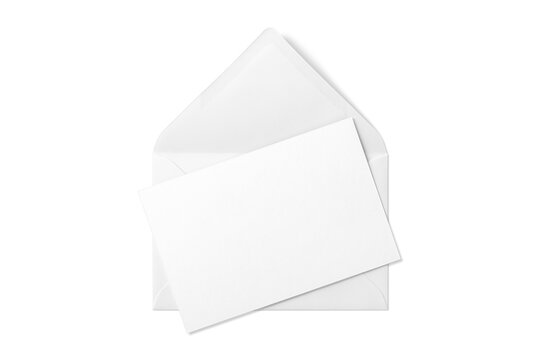 Opened envelope mockup with blank paper isolated on a transparent background, PNG. High resolution. 