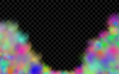 An explosion of colorful smoke clouds.Multicolor fog with blue and yellow particles.Explosions of color powder.