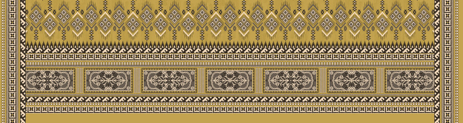 Digital Pattern for Textile Design Featuring an ethnic style with a botiancal flower and ornament and a geometric motif