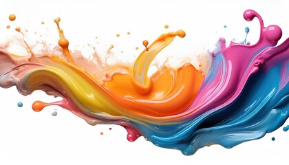 Fototapeta premium bright neon mixed multi colour colourful cream liquid paint ink splash swirl wave on white background
