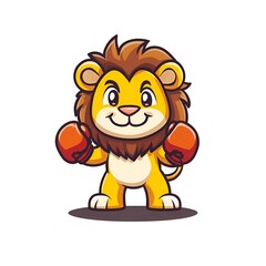 Fototapeta premium Cartoon Lion with Boxing Glove