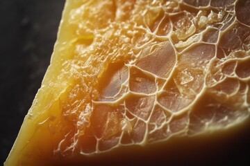 Close-up of a Honeycomb-like Texture on a Yellow Surface
