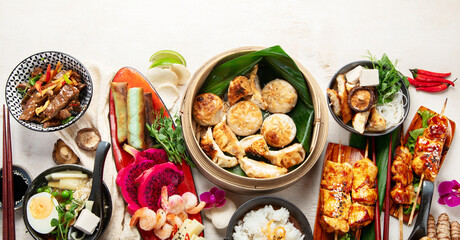 Various of asian meals. Asian food concept.