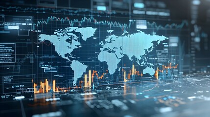 Glowing Arrows and Business Chart Overlay on World Map   Creative Forex Concept Symbolizing Global Financial Markets and Investment Strategies