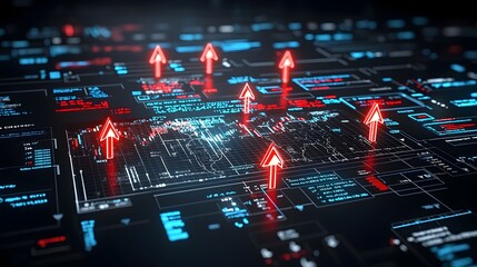 Glowing Forex Arrows and World Map with Business Chart Overlay   Creative Concept Symbolizing Global Financial Markets and Investment Strategy