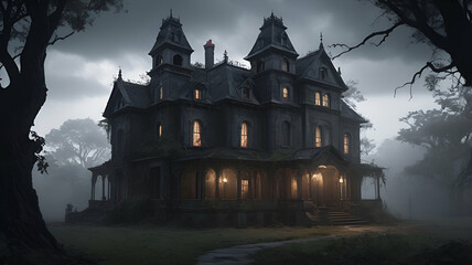 Obraz premium halloween castle in the night