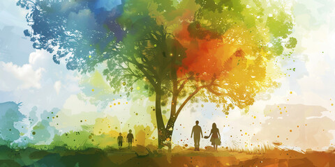 My Roots Unveiled: A beautiful, artistic representation of your genealogy, incorporating colors and designs to illustrate the unique stories behind each family member.