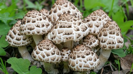 Brown and White Mushrooms in Natural Setting