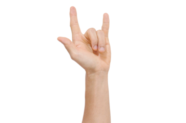 I love you hand symbol gesture isolated on a transparent background.