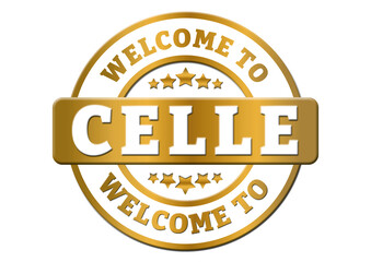 gold sticker welcome to Celle city