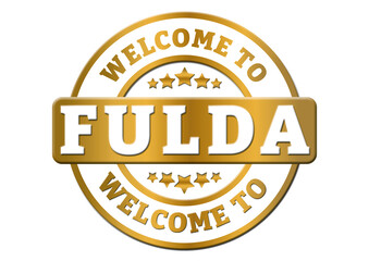 gold sticker welcome to Fulda city