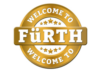 round gold sticker welcome to Fuerth city