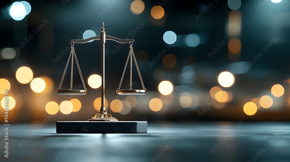 Leinwandbilder glowing scales of justice softly illuminated by warm bokeh light symbolizing fairness balance and th