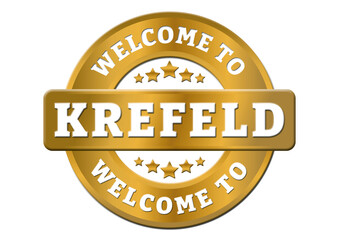 round gold sticker welcome to Krefeld city