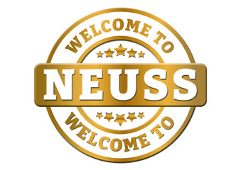 Obraz premium gold sticker welcome to Nuess city