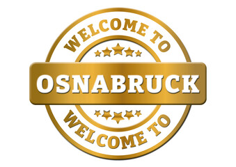 round gold sticker welcome to Osnabruck city