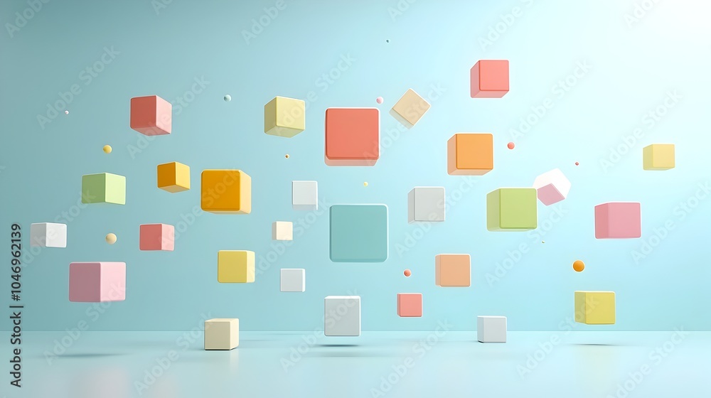 Poster Vibrant and dynamic geometric prismatic shapes in various hues floating elegantly over a sleek gradient backdrop creating a minimalist and modern design perfect for social media posts banners