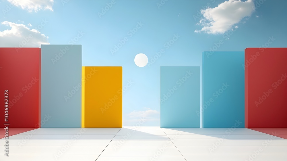 Poster striking gradient poster design with colorful geometric prism shapes for eye catching digital advert