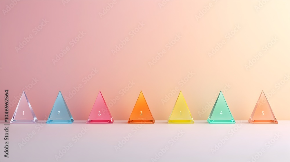 Poster Striking collection of 3D geometric prism shapes set against a vibrant gradient background creating a modern and elegant visual design ideal for social media cover designs flyers banners