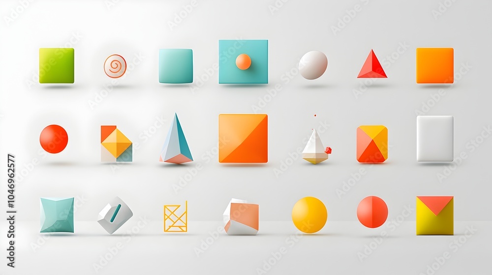 Poster captivating collection of geometric prism shapes in a vibrant gradient background ideal for social m
