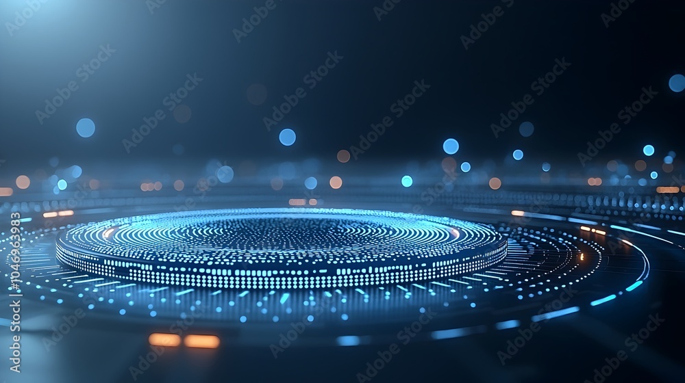 Aufkleber Glowing blue digital waves moving across a dark and white background representing futuristic technology and dynamic data flow  This abstract digital art conveys a sense of innovation creativity