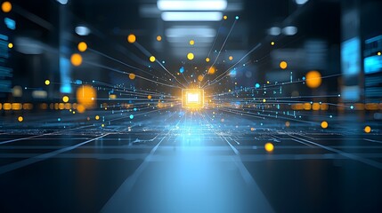 Elegant and mesmerizing abstract composition featuring smoothly flowing glowing particles across a dark background