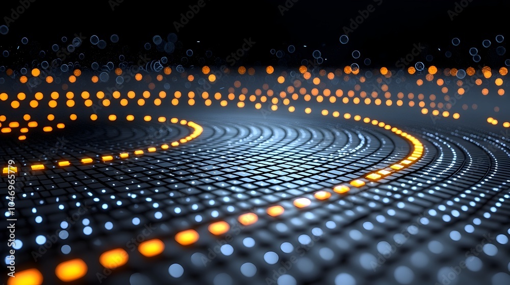 Aufkleber Mesmerizing display of glowing dynamic particles flowing and interacting across a deep dark backdrop showcasing the captivating power of generative and intelligent connectivity