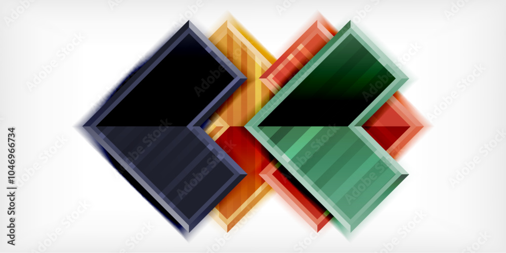 Aufkleber Arrow symbols created with 3d effects and line texture geometric abstract background