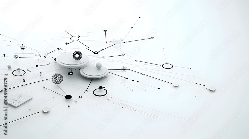 Poster Glowing Particles Flowing Gracefully Over a Sleek Futuristic White Background Symbolizing the Connectivity and Innovative Potential of Generative Intelligence