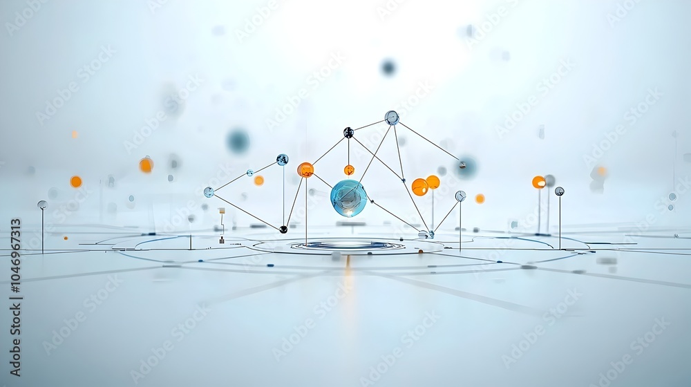 Aufkleber Glowing Generative Concept Illustrating Advanced Data Flow and Connectivity  Digital visualization of futuristic technology with flowing particles and a white minimalist background