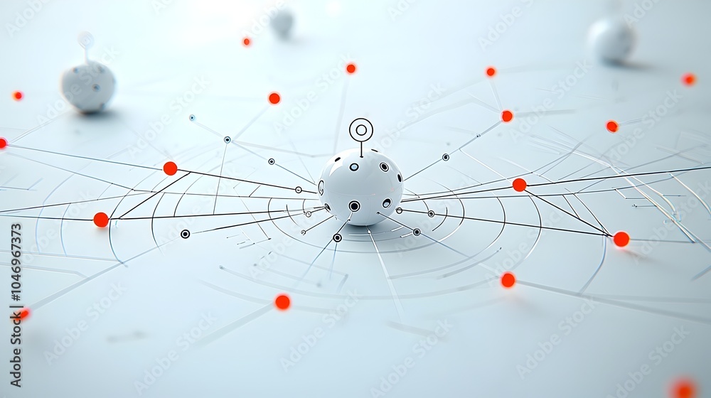 Poster Smooth and dynamic movement of glowing particles over a futuristic white background representing the seamless connectivity and generative technology