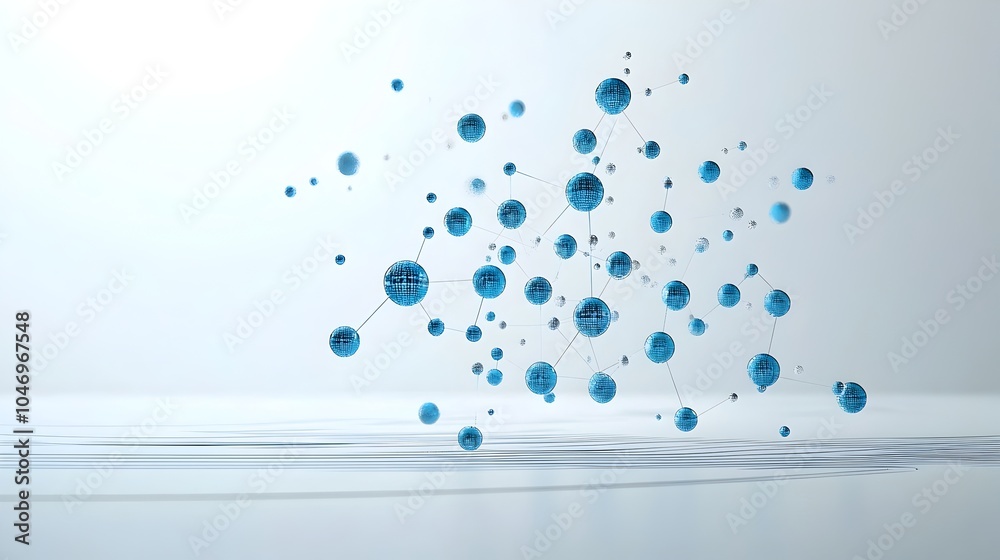 Aufkleber Elegant glowing particles flowing dynamically over a futuristic white surface symbolizing the power of generative technology and its role in driving innovative connectivity and digital transformation