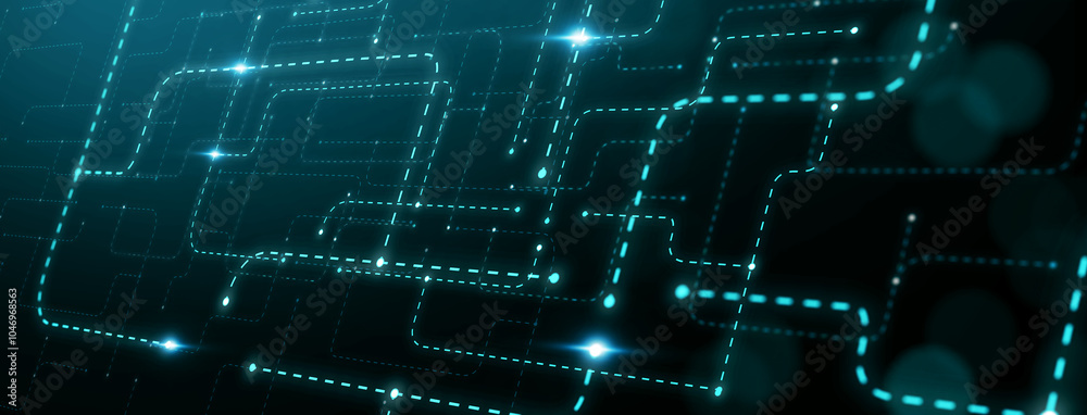 Poster digital futuristic machine learning artificial intelligence connection supercomputer big data techno