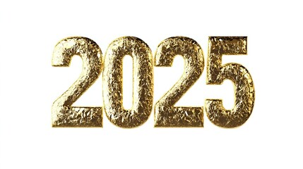 Golden 2025 numbers on white background.
