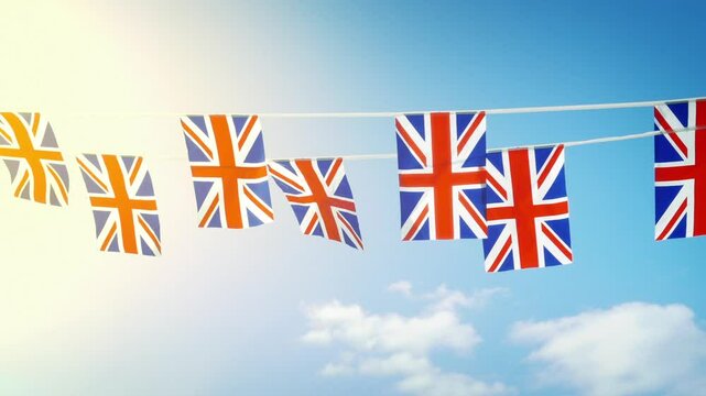 Union Jack Flags In Sun Glow