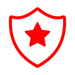 Star on the shield on white background.