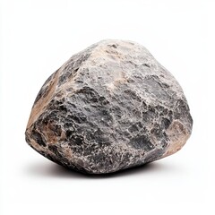 Obraz premium Single gray stone with natural texture, isolated, clean white background, clipping path included, perfect for product mockups and design