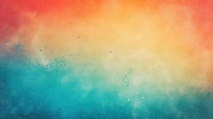 Fototapeta premium colorful grainy gradient background blending teal, orange, red, and blue, designed with retro noise textures for a vibrant summer-themed poster