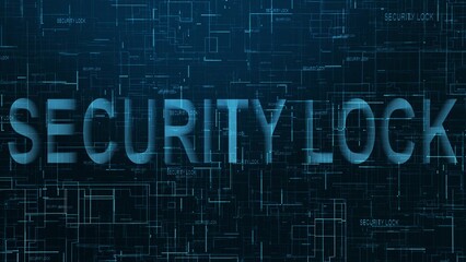 Security lock text technology data line blue color