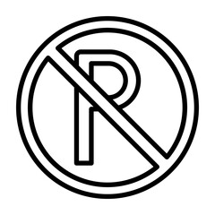 No Parking Vector Line Icon Design