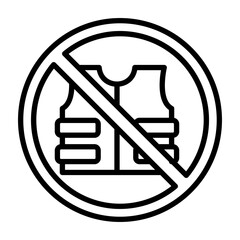 No Lifeguard Vector Line Icon Design