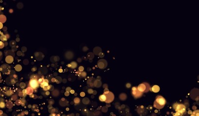 Bokeh light background. Lights effect Christmas powder Light magic shining gold dust. Shining glowing confetti, transparent gold sparkle or glitter effect. Png