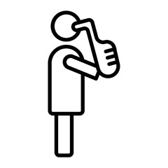 Man Musician With Saxophone Vector Line Icon Design