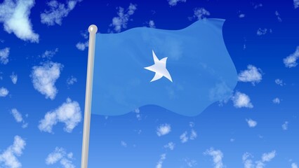somalia flying flag wave in the sky with clouds