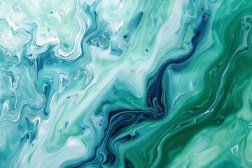Obraz premium Abstract marble background with green and blue pattern. Liquid marble texture