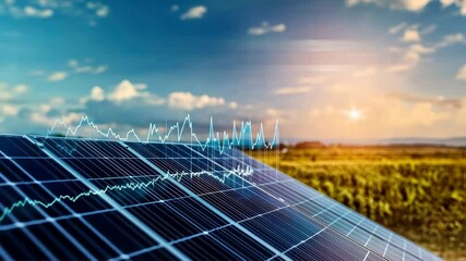 Graph showing the impact of solar panels on energy bills with data curves, highlighting cost savings and efficient energy use, solar energy, reduced costs, energy efficiency